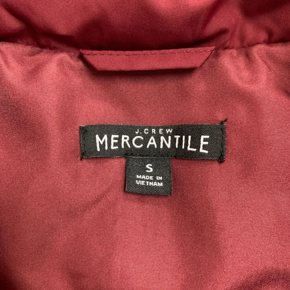 J Crew Vest Womens S Small Garnet‎ Mercantile Ruffle Quilted Puffer Full Zip